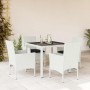 Set comedor jardín 5 pzas cojines ratán sintético vidrio blanco de , Conjuntos de jardín - Ref: Foro24-3278580, Precio: 354,3...