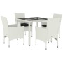 Set comedor jardín 5 pzas cojines ratán sintético vidrio blanco de , Conjuntos de jardín - Ref: Foro24-3278580, Precio: 354,3...
