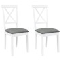 Sillas de comedor con cojines 2uds madera maciza blanco caucho de , Sillas de comedor - Ref: Foro24-4102405, Precio: 114,96 €...