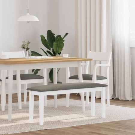 Banco 110 cm madera maciza caucho blanco de , Bancos de comedor y cocina - Ref: Foro24-4102606, Precio: 78,05 €, Descuento: %