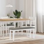 Banco 110 cm madera maciza caucho blanco de , Bancos de comedor y cocina - Ref: Foro24-4102606, Precio: 78,05 €, Descuento: %