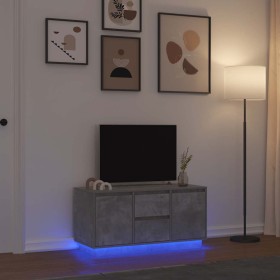 Mueble de TV con luces LED gris hormigón 100x41x50 cm de , Muebles TV - Ref: Foro24-861412, Precio: 105,83 €, Descuento: %