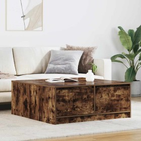 Mesa de centro con cajones roble ahumado 100x100x40 cm de , Mesas de centro - Ref: Foro24-3328403, Precio: 165,30 €, Descuent...