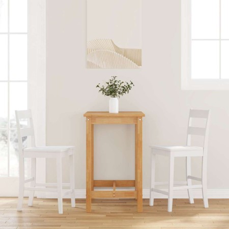 Taburetes de bar 2 uds madera maciza blanca caucho de , Taburetes de cocina - Ref: Foro24-4102561, Precio: 143,58 €, Descuent...