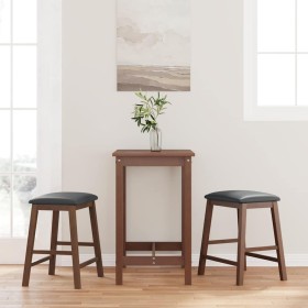 Sillas de bar con cojines 2 uds madera maciza marrón caucho de , Taburetes de cocina - Ref: Foro24-4102577, Precio: 103,35 €,...