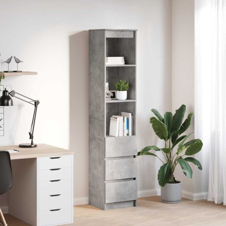 Aparador alto gris hormigón 37,5x35x180 cm madera de ingeniería de , Aparadores - Ref: Foro24-861664, Precio: 95,23 €, Descue...