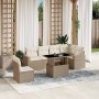 Set sofás de jardín 7 piezas y cojines ratán sintético beige en Conjuntos de jardín | Comprar online en Foru.es