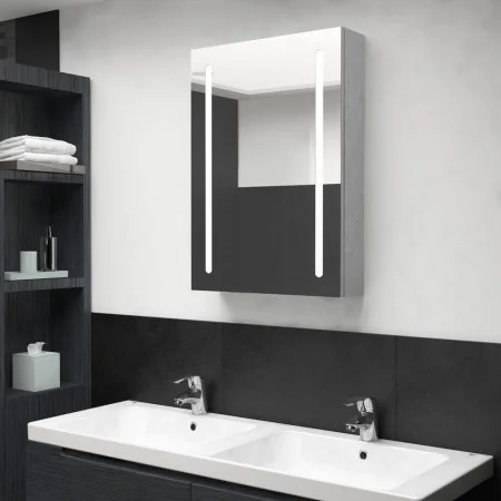 Armario de baño con espejo y LED gris hormigón 50x13x70 cm de vidaXL, Tocadores de baño - Ref: Foro24-326495, Precio: 108,09 ...