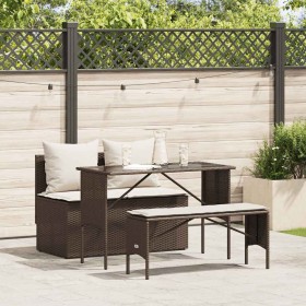 Set comedor de jardín 3 piezas y cojines ratán sintético marrón de , Conjuntos de jardín - Ref: Foro24-4104182, Precio: 274,2...