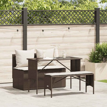 Set comedor de jardín 3 piezas y cojines ratán sintético marrón de , Conjuntos de jardín - Ref: Foro24-4104182, Precio: 274,2...