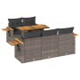 Set sofás jardín y cojines 6 pzas ratán sintético acacia gris de , Conjuntos de jardín - Ref: Foro24-3327553, Precio: 479,06 ...
