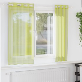 Cortinas de gasa con ojales 2 uds verde manzana 140x140 cm de , Cortinas y visillos - Ref: Foro24-4102053, Precio: 13,46 €, D...