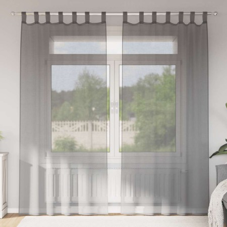 Cortinas de gasa con trabillas 2 uds gris oscuro 140x225 cm de , Cortinas y visillos - Ref: Foro24-4102273, Precio: 15,86 €, ...