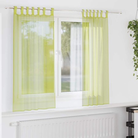 Cortinas de gasa con trabillas 2 uds. verde manzana de , Cortinas y visillos - Ref: Foro24-4102252, Precio: 13,35 €, Descuent...