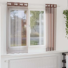 Cortinas de gasa con ojales 2 uds marrón 140x175 cm de , Cortinas y visillos - Ref: Foro24-4102066, Precio: 13,89 €, Descuent...