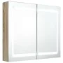 Armario de baño con espejo y LED color roble 80x12x68 cm de vidaXL, Tocadores de baño - Ref: Foro24-326515, Precio: 179,18 €,...