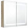 Armario de baño con espejo y LED color roble 80x12x68 cm de vidaXL, Tocadores de baño - Ref: Foro24-326515, Precio: 180,50 €,...