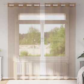 Cortinas de gasa con ojales 2 uds marrón claro de , Cortinas y visillos - Ref: Foro24-4102128, Precio: 15,04 €, Descuento: %