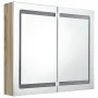 Armario de baño con espejo y LED color roble 80x12x68 cm de vidaXL, Tocadores de baño - Ref: Foro24-326515, Precio: 179,18 €,...