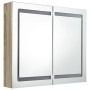 Armario de baño con espejo y LED color roble 80x12x68 cm de vidaXL, Tocadores de baño - Ref: Foro24-326515, Precio: 180,50 €,...