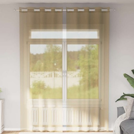 Cortinas de gasa con ojales 2 uds arena de , Cortinas y visillos - Ref: Foro24-4102123, Precio: 15,54 €, Descuento: %