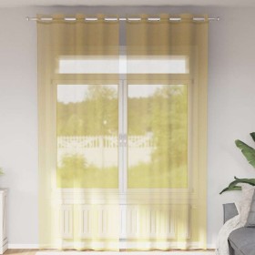Cortinas de gasa con ojales 2 uds amarillo de , Cortinas y visillos - Ref: Foro24-4102135, Precio: 15,55 €, Descuento: %