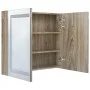 Armario de baño con espejo y LED color roble 80x12x68 cm de vidaXL, Tocadores de baño - Ref: Foro24-326515, Precio: 179,18 €,...