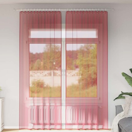 Cortinas de gasa con bolsillos para varillas 2 uds. rojo vino de , Cortinas y visillos - Ref: Foro24-4102250, Precio: 15,00 €...