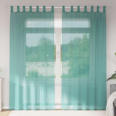 Cortinas de gasa con bolsillos para varillas 2 uds. turquesa de , Cortinas y visillos - Ref: Foro24-4102238, Precio: 14,23 €,...