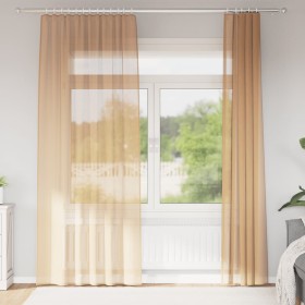 Cortinas de gasa con bolsillos para varillas 2 uds. arena de , Cortinas y visillos - Ref: Foro24-4102219, Precio: 14,90 €, De...