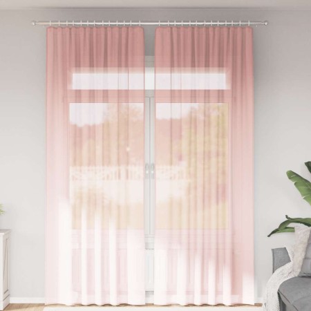 Cortinas de gasa con trabillas 2 uds rosa 140x260 cm de , Cortinas y visillos - Ref: Foro24-4102290, Precio: 15,49 €, Descuen...