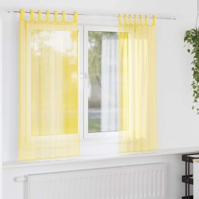 Cortinas de gasa con trabillas 2 uds amarillo 140x175 cm de , Cortinas y visillos - Ref: Foro24-4102317, Precio: 16,70 €, Des...