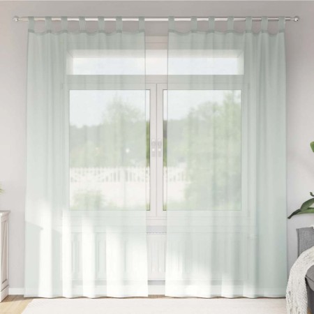 Cortinas de gasa con trabillas 2 uds gris claro 140x245 cm de , Cortinas y visillos - Ref: Foro24-4102299, Precio: 14,92 €, D...