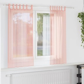 Cortinas de gasa con trabillas 2 uds rosa 140x140 cm de , Cortinas y visillos - Ref: Foro24-4102286, Precio: 14,34 €, Descuen...