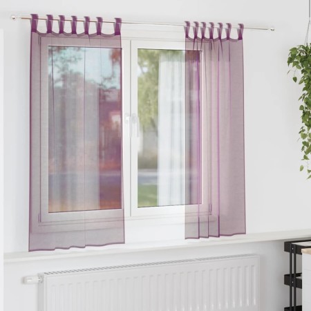 Cortinas de gasa con trabillas 2 uds morado 140x175 cm de , Cortinas y visillos - Ref: Foro24-4102292, Precio: 15,15 €, Descu...