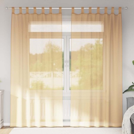 Cortinas de gasa con trabillas 2 uds arena 140x225 cm de , Cortinas y visillos - Ref: Foro24-4102308, Precio: 14,28 €, Descue...
