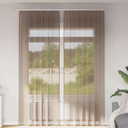 Cortinas de gasa con trabillas 2 uds marrón claro 140x260 cm de , Cortinas y visillos - Ref: Foro24-4102315, Precio: 16,65 €,...