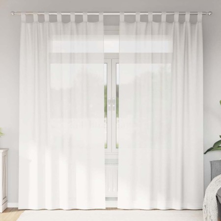 Cortinas de gasa con trabillas 2 uds. color blanco 140x245 cm de , Cortinas y visillos - Ref: Foro24-4102334, Precio: 18,27 €...