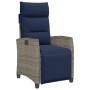 Silla de jardín reclinable con mesa auxiliar ratán gris de , Sillas de jardín - Ref: Foro24-4108278, Precio: 180,27 €, Descue...