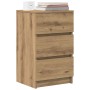 Mesillas de noche con 3 cajones 2uds roble artesanal 39x35x65cm de , Mesitas de noche - Ref: Foro24-861354, Precio: 121,50 €,...