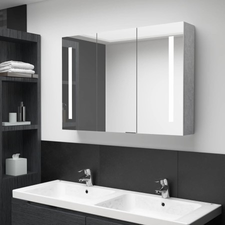 Armario de baño con espejo LED gris hormigón 89x14x62 cm de vidaXL, Tocadores de baño - Ref: Foro24-326525, Precio: 149,44 €,...