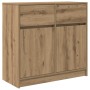Aparador con cajón roble artesanal 80x34x76cm madera ingeniería de , Aparadores - Ref: Foro24-861543, Precio: 85,61 €, Descue...