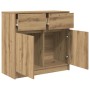 Aparador con cajón roble artesanal 80x34x76cm madera ingeniería de , Aparadores - Ref: Foro24-861543, Precio: 85,61 €, Descue...