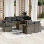 Set de muebles de jardín 9 pzas y cojines ratán sintético gris en Conjuntos de jardín | Comprar online en Foru.es