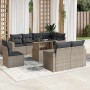 Set muebles jardín 9 pzas y cojines ratán sintético gris claro en Conjuntos de jardín | Comprar online en Foru.es