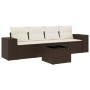 Set comedor de jardín 5 piezas y cojines ratán sintético marrón de , Sofás modulares de exterior - Ref: Foro24-3222292, Preci...
