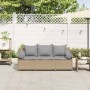 Sofá de jardín de 3 plazas con cojines ratán sintético beige de , Sofás de exterior - Ref: Foro24-4104175, Precio: 238,68 €, ...