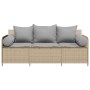 Sofá de jardín de 3 plazas con cojines ratán sintético beige de , Sofás de exterior - Ref: Foro24-4104175, Precio: 238,68 €, ...