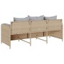 Sofá de jardín de 3 plazas con cojines ratán sintético beige de , Sofás de exterior - Ref: Foro24-4104175, Precio: 238,68 €, ...