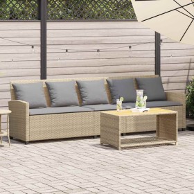 Sofá de jardín de 5 plazas con cojines ratán sintético beige de , Conjuntos de jardín - Ref: Foro24-4104116, Precio: 336,89 €...